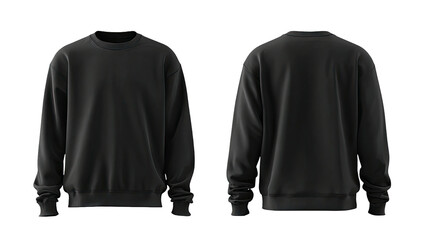 Black crewneck sweatshirt front & back view, blank template