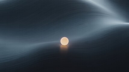 Luminous sphere on an abstract undulating dark textured wave pattern