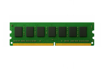 Computer ram module providing temporary data storage for modern computing needs, increasing system performance, transparent background