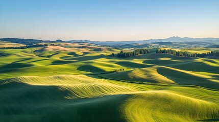 Obraz premium Rolling Green Hills Landscape Palouse Washington State