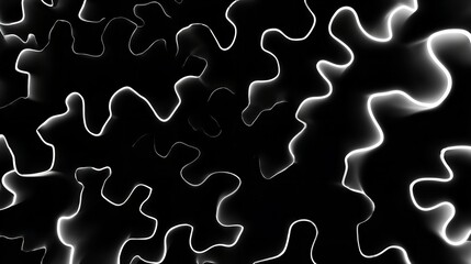 Abstract pattern of glowing white wavy lines on a black background, creating a sense of energy and movement