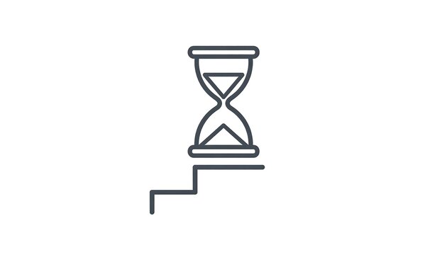Hourglass on steps icon representing progress and time management.