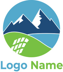 solar panel logo with hill with  sustainable