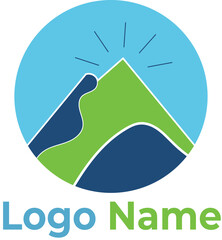 solar panel logo with hill with  sustainable