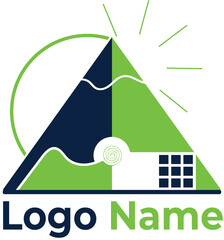 solar panel logo with hill with  sustainable