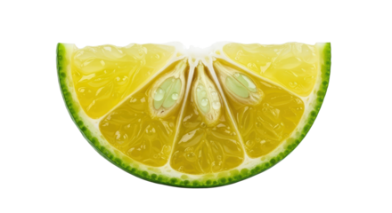 Close Up Of A Juicy Lime Slice With Water Droplets On Transparent Background