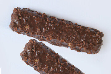 Chocolate snack with white background