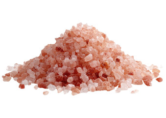 Himalayan pink salt pile, crystalline texture, isolated
