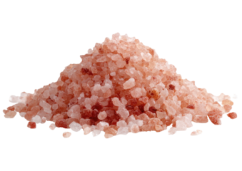 Himalayan pink salt pile, crystalline texture, isolated