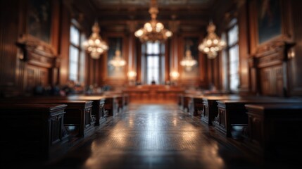 Beautiful photo of beautiful Stunning blurred background of an empty courtroom setting. Ai Generated Images.