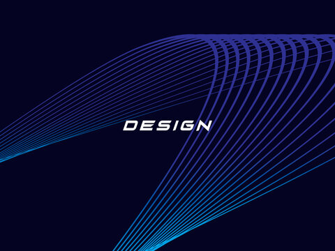 Blue background with modern abstract wave lines. Wave pattern of dark blue thin lines overlapping each other, creating a dynamic and technological abstract background.	

