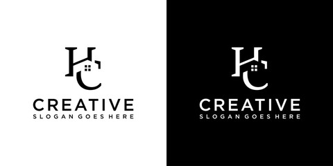 Obraz premium HC or CH letter logo design vector construction