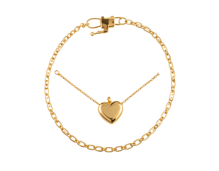 Gold Bracelet with Heart Pendant PNG