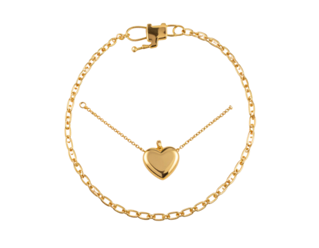 Gold Bracelet with Heart Pendant PNG