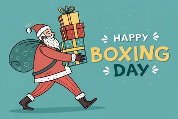 Happy Boxing Day: Santa Carrying Christmas Gifts and Festive Cheer