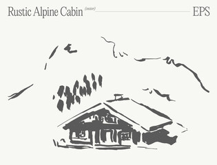 Charming and rustic Alpine cabin nestled within a serene and picturesque mountain landscape