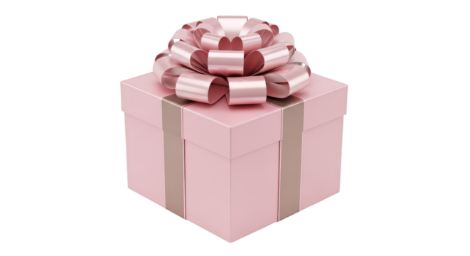 Pink gift box with a bow isolated on transparent background for special occasion - Powered by Adobe