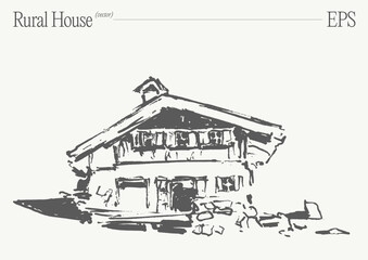 Rural House Sketch A Charming and Inviting Architectural Design for the Countryside