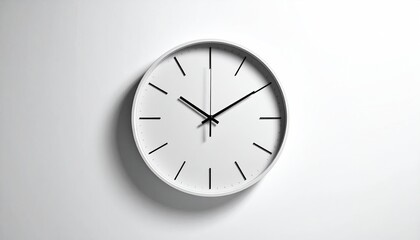 Clean white wall clock shows ten minutes past ten
