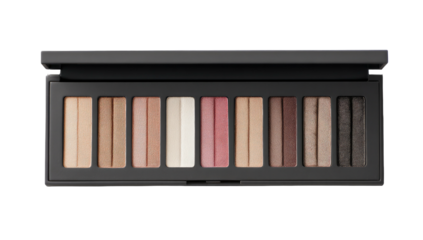 Eyeshadow palette with ten neutral color rectangles