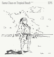 Santa Claus relaxing on a vibrant Tropical Beach, showcasing summer living and enjoyment