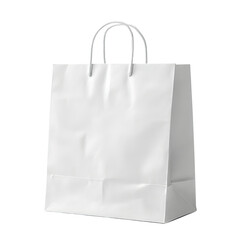 White Paper Shopping Bag with Rope Handles isolated on a transparent background