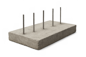 Reinforced concrete slab with rebar showing, creating a strong base for new buildings, isolated on transparent background
