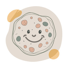 Hand drawn illustration of a branch with decorative hanging ornaments