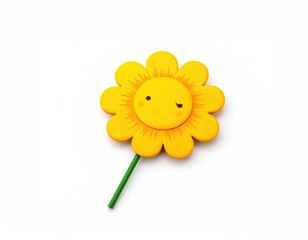 Cute, sad-faced yellow flower on a green stem