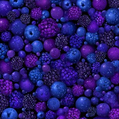 Dark blue and purple gradient background with dark berries and leaves pattern