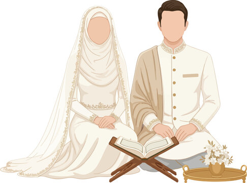 Muslim Couple in Nikah Wedding Ceremony