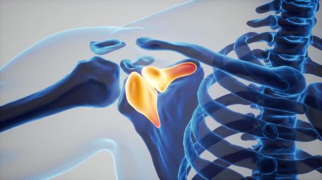 Animated Shoulder Joint Red Glenoid Fossa and Blue Scapula in Motion