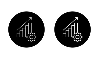 Business growth optimization icon in black circle. Progress and performance improvement symbol