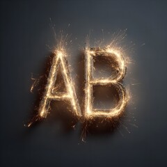 Sparkling letters a and b illuminated by fireworks, creating a festive and celebratory atmosphere against a dark, moody background