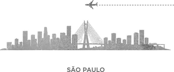 Fototapeta premium São Paulo Skyline with Airplane Silhouette