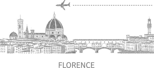 Fototapeta premium Florence Skyline Airplane Travel Icons Graphic