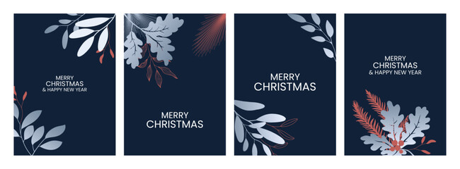 Artistic christmas and new year set design watercolor festive greeting template