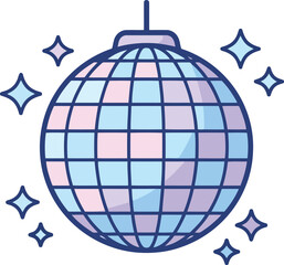Retro disco ball icon with sparkles - party celebration vector