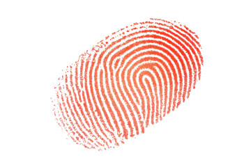 Red fingerprint pattern with black background and textured lines image