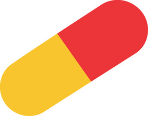 Modern red yellow capsule pill icon for health & medicine design
