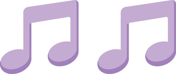 Lavender musical notes icon set - isolated purple music symbols