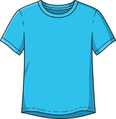Blank blue t-shirt vector template for apparel design mockups