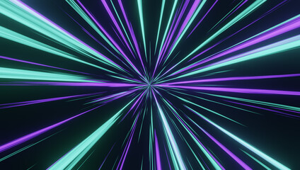 Futuristic teal and purple speed light burst rays.