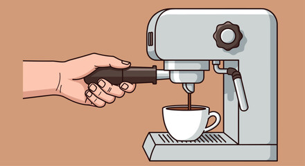 Brewing delicious espresso at home with a sleek modern machine for that perfect morning coffee boost and a delightful start to your day