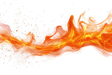 Bright orange and yellow fire flames with black background and particle effects heat