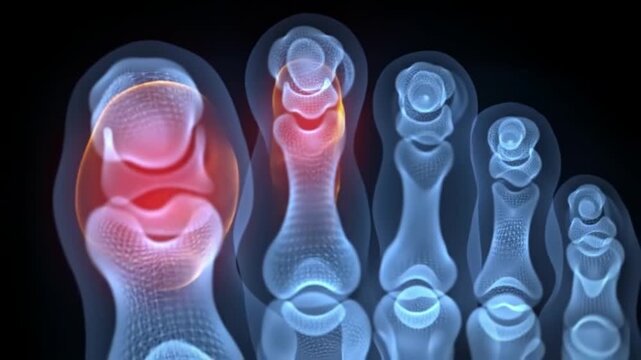 Foot XRay Animation Showing Gout Inflammation and Bone Structure Detail