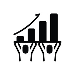 Black solid icon for collaborative growth