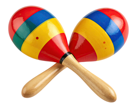 Colorful pair of crossed musical instruments, painted and wooden - Powered by Adobe