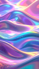 Iridescent, glossy, wavy surface with vibrant color gradients
