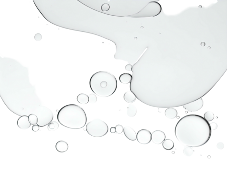 Abstract close-up of droplets and bubbles against a black background